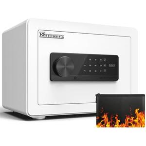 Small Safe, Home Safe Security Box for Money Cash Documents with Fireproof &Waterproof Bag Small Safes for Home Office Dorm with Digital Electronic Keypad & Removable Shelf (0.8 Cubic Feet White) 