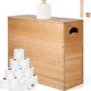 Bokon 32l Wooden Toilet Paper Holder with Lid and Handle, Natural
