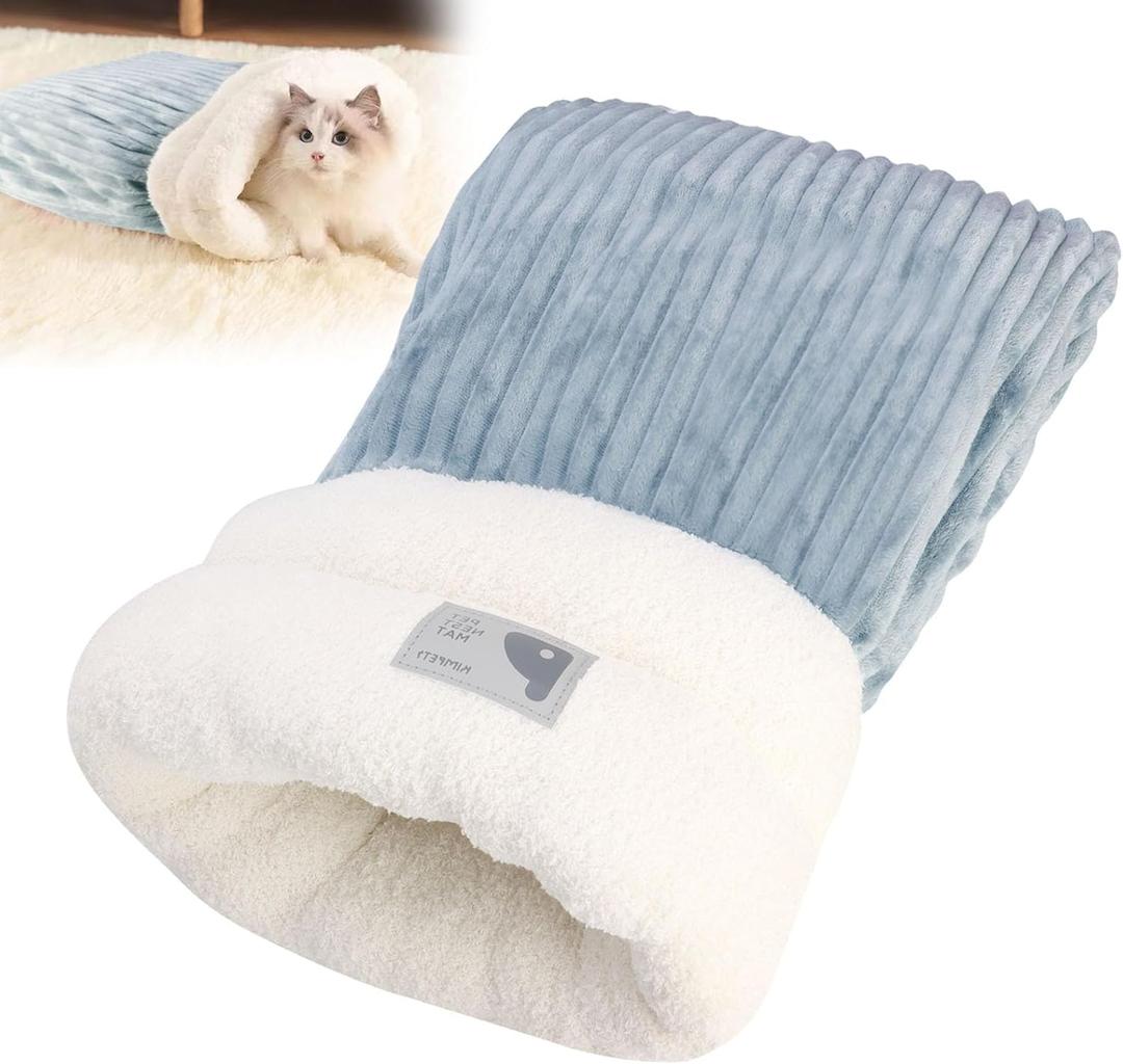 Cat Sleeping Bag, Cat Sleeping Bag for Indoor Cats, Soft Plush Sack Self Warming Cave Bed for Indoor Cats, Tunnel Pet Hideaway Calming Bed, Size L (Grey)