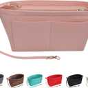 Soyizom Purse Organizer Insert Felt Purse Insert Bag Organizers Multi Pockets Tote Bag in Bag for Women,Pink-XL