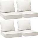 AAAAAcessories Outdoor Chair Cushions, 24 x 24 x 5 + 19 in, Set of 4 | Patio Furniture Replacement Seat Cushions, Fade-Resistant, Waterproof, Removable Cover with Ties, Linen White