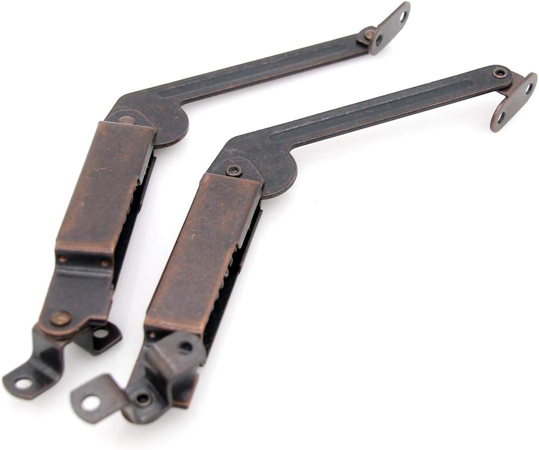 1 Pair of Self-Balancing Lid Support Hinges, Left & Right, Dark Bronze Tone Hinge with Screws for Sofa, Box, Cabinet, Open Length 7.9-in (20 cm)