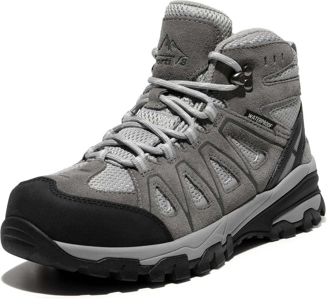 NORTIV 8 Women's Waterproof Hiking Boots Outdoor Trekking Camping Trail Hiking Boot (9.5, Light Grey)