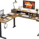 Agilestic L Shaped Electric Standing Desk with 2 Drawers, 63 Inch Ergonomic Adjustable Height Desk with Storage, Corner Desk Sit Stand up Computer Table for Work Office Home, Rustic Brown