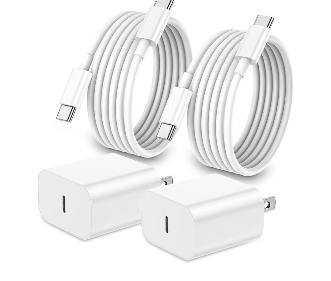 iPhone 17 16 15 Charger Fast Charging,2Pack 20W Apple iPad USB C Wall Chrager Block with 6FT USB C to C Cable for iPhone 17/Pro/Pro Max/17 Air/ 16/16 Pro/16 Pro Max/15/Plus/Pro/Pro Max (White)