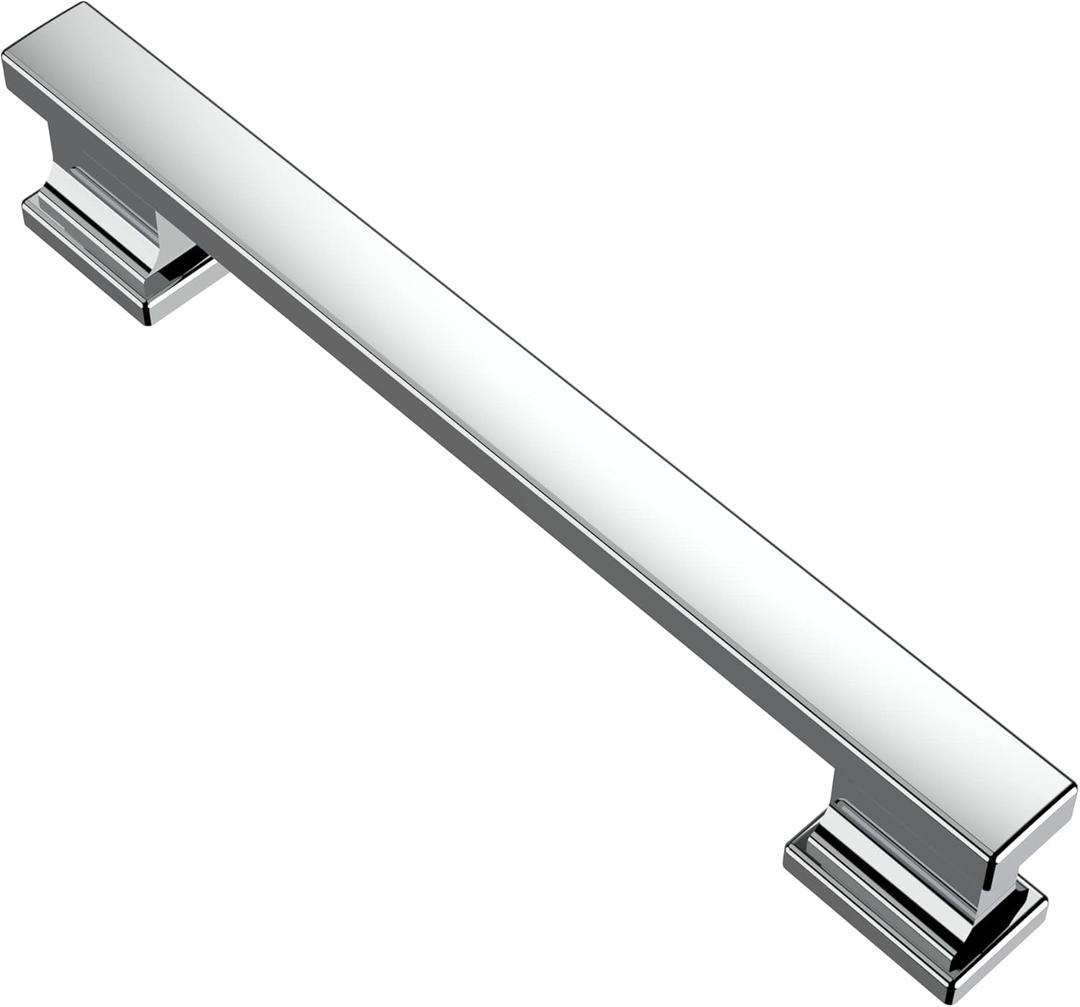 Alzassbg 10 Pack Polished Chrome Cabinet Pulls, 5 Inch(128mm) Hole Centers Kitchen Cabinet Handles for Cabinets and Drawers AL3061CP