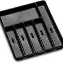 madesmart Silverware Tray-CARBON COLLECTION 6 Compartments, Soft-Grip Lining & Non-Slip Feet & BPA-Free, Large