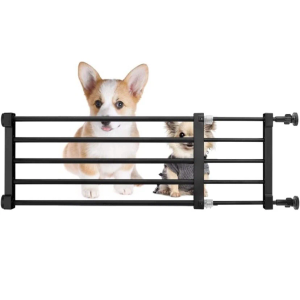 Short Dog Gate Expandable Dog Gate 22"-39.37" to Step Over,Pressure Mount Small Pet Gate,Low Pet Gate-Adjustable,Puppy Gate Indoor for Doorway,Stairs (Black, M(14.17''H))