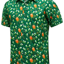 EUOW St. Patrick's Day Hawaiian Shirt for Men Irish Printed Casual Short Sleeve Button Down Beach Shirts 3XL