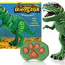 Remote Control Dinosaur Toys for 3-5 Year Old Boys Girls, LED Light Up Walking and Roaring Realistic T-Rex Dinosaur Toy with Glowing Eyes Projection Spray Function for Kids Gifts Age 3+