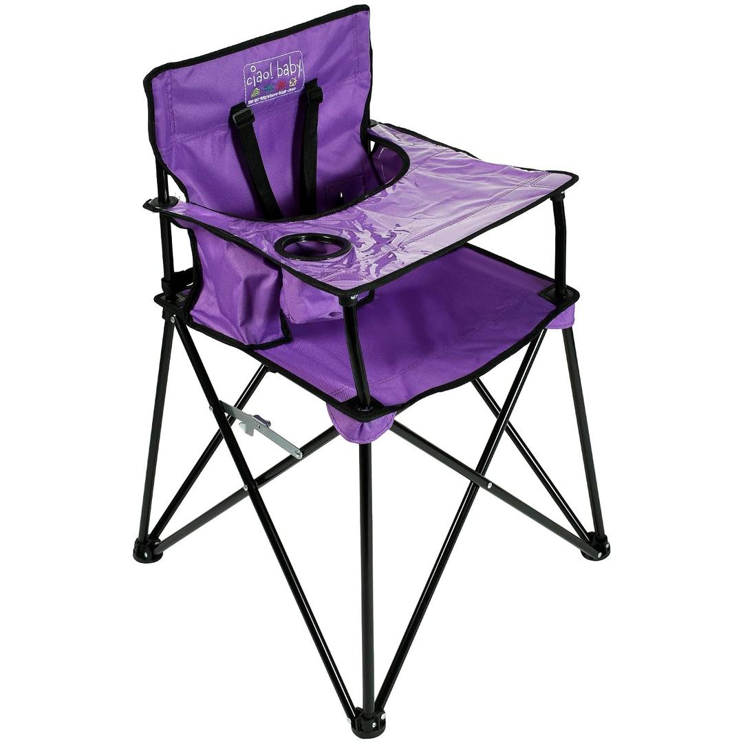 ciao! Baby Portable High Chair, Fold Up Travel Seat with Tray, Designed for Camping and Picnics, Lightweight Design, Ideal for Babies and Toddlers, Purple