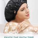 Years calm Reusable Waterproof Shower Caps for Women, Hair Caps for Showers, Double-Layer Elastic Design, for All Hairstyles, Travel-Friendly (black)