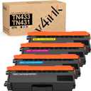 v4ink TN-433 TN-431 Compatible Toner Cartridge Replacement for Brother TN433 TN431 TN433BK to use with Mfc-L8900Cdw Mfc-L8610Cdw Hl-L8260Cdw Hl-L8360Cdw Hl-L8360Cdwt Hl-L9310CDW (Color Set) (High Yield)
