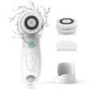 TOUCHBeauty Facial Cleansing Brush Electric, Face Cleansing Brush with Stand, 3 Brush Heads, 2 Speeds, IPX5 Waterproof, Battery-Powered, Suitable for All Skin Types, TB-0759D (White)