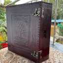 Personalized Leather Ring Binder, Portfolio for Men, 3 inch Large 3 Ring Leather Binder, Customized Tree of Life,Folder Organizer Brown (Brown, No Engraving)