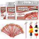 100 Pcs Red Bamboo Skewers 4.7" Decorative Cocktail Picks, Appetizers Toothpicks, Fancy Drinks Stirrers, Wooden Sticks, Charcuterie Garnish, Fruit Kabob, Martini & BBQ Party Food