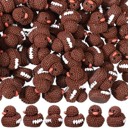 Realspring 100 Pcs Football Resin Ducks Mini Resin Ducks Bulk Micro Tiny Duck Figurines Models for Football Home Miniature Landscape Garden Party Decoration (Vivid)