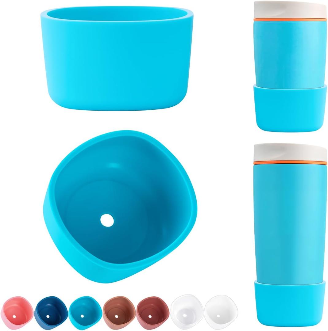 2 x 2pcs Silicone Boot for Owala Smoothsip Slider Coffee Tumbler 12oz 20oz, Anti-Slip Protective Sleeve, Bottom Protector for Travel Coffee Mug, Cup Tumblers Accessories for Owala' (Blue)