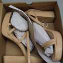 CELLENZ Women Strappy Platform Heels: 3.4 Inch Chunky Heeled Sandals, Comfortable Sexy Block High Heels, for Prom Party Bridal Wedding Black White Silver Nude Dressy Shoes Size 7