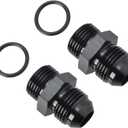 8AN Male Flare to 8AN ORB O-ring Boss Fuel Pump Rail Adapter Fitting Aluminum Black, Pack of 2