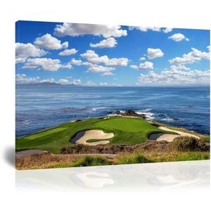 HJY Art USA California Golf Course Wall Art for Living Room Bedroom Golf landscape Canvas Wall Decor Blue Green Abstract Painting Poster for Home Decor Bathroom Office Artwork (28 x 44 inch)