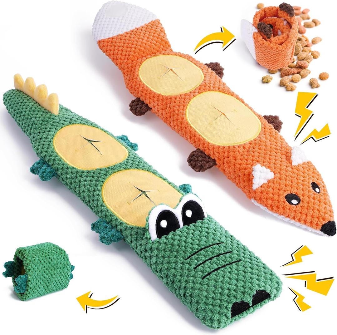 XIUGOAL Dog Toys for Aggressive Chewers, 2 Pack No Stuffing Squeaky Chew Toys for Boredom and Teething, Interactive Dog Toys for Small, Medium Breed to Keep Them Busy