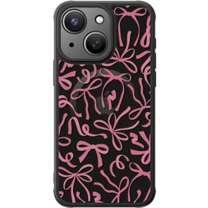 FUNMIKO for iPhone 15 Plus Case Wireless Charging & Military-Grade Protection - Cute Floral Design for Women Girls, Non-Slip Matte Cover with Shockproof Corners - Artistic Bows