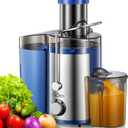 Juicer Machine, 800W Centrifugal Juicer Extractor with Wide Mouth 3 Feed Chute for Fruit Vegetable, Easy to Clean, Stainless Steel, BPA-free (Blue)
