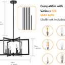 Modern 6-Light Black Chandelier, 6-Light Farmhouse Ceiling Light Fixture, Adjustable-Height Metal Industrial Geometric Pendant Lights，Black Hanging Light Fixture for Living Room, Foyer