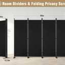Room Divider 6FT Tall Folding Privacy Partition Screen, 88'' W Portable Wall Divider for Room Separation, Freestanding 4 Panel Room Divider Panel Privacy Screen for Dorm Studio Office, Black