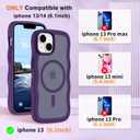 Hualele Magnetic for iPhone 13 & iPhone 14 Case, Compatible with MagSafe, Military Grade Dropproof Translucent Matte Back Cute Curly Wave Edge Slim Phone Case,Dark Purple
