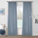 Light Blue Pleated Linen Blackout Curtains 90 Inches Long for Bedroom Living Room Pinch Pleat Black Out Thermal Insulated Ring Hooks Back Tab Room Darkening Drapes Dusty Blue Grey Curtains with Liner