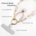 POSADINA Phone Charm for Women, Anti-Theft Phone Wrist Strap Hands-Free & Beaded Chain, Detachable Cell Phone Lanyard with Tether Tab