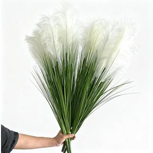 Artificial Pampas Grass, 5PCS 5 Heads Faux White Reed Grass, 36Inch Tall Fake Pampas Grass for Home Decor, Living Room, Floor Vase, Wedding & Farmhouse Indoor Outdoor Decor