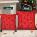 Christmas Throw Pillow Covers 16"x16"Set of 2, Red Christmas Tree with Gold Sequins,Soft Faux Fur Decorative Throw Pillowcases for Holiday Christmas Decor Sofa,Couch,Party