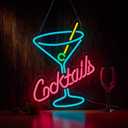 Cocktails Bar Neon Sign for Wall Dcor Bar Beer Cocktil Neon Signs with Dimmer for Man Cave Wall Sign Decor(16X12inches)