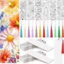 Sinmoe 120 Pcs Color Your Own Bookmarks 6 Styles Watercolor Bookmarks to Paint Card Stock Paper Watercolor Colorful Tassels Craft DIY for Classroom Projects Gifts Tags 5.9 x 2 Inch(Blooming Flowers)