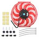 12 Inch Slim Fan Push Pull Electric Radiator Cooling Fan Universal High Performance 12V 80W Motor with Fan Mounting Kit (Red)