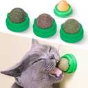 Potaroma Catnip Toys Balls, Extra Cat Energy Ball, Edible Kitten Silvervine Toys for Cats Lick, Healthy Kitty Teeth Cleaning Dental Chew Toys, Cat Wall Treats (Green)