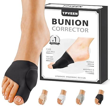 TPVEEN Bunion Corrector Relief Sleeve,Toe Socks for Hallux Valgus,Anti Slip Gel Cushion Pads,Big Toe Alignment Relief,Bunion pain for Men & Women, Large 