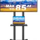 Rolling TV Stand with Shelf for 32-85 inch TVs up to 150lbs, Portable Mobile TV Cart with Silent Wheel, Height Adjustable Universal Corner TV Stand for Bedroom, Living Room, Office