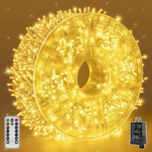 Outdoor String Lights 1200LED 196FT, Waterproof String Lights with Remote and Timer, 8 Modes Dimmable Fairy Lights for Indoor Outdoor Wedding Party Holiday Decorations (Warm White)