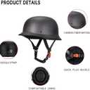 Vintage Motorcycle Half Helmets, Carbon Fiber Open Face Retro Motorcycle Helmets, German Style Half Shell Dot Helmet (S, Black)