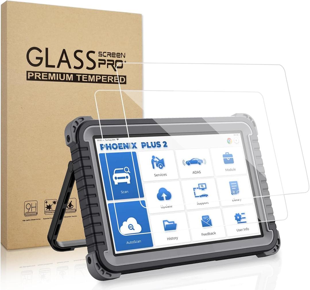 2 Pack 10.1 Inches Tempered Glass Screen Protector for Topdon Phoenix Plus 2