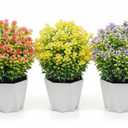 Wildflowers Artificial Flower Arrangement in Pot for Home Office Decoration 8.5 x 6 inch 3 Pack