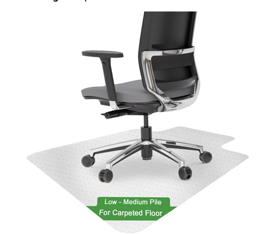Chair Mat for Carpet- Low Pile (1/4" Thick) Carpet Protector for Office Gaming Computer Desk Chair. Heavy Duty Desk Chair Mat for Carpeted Floors, Semi Transparent