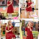Toddler Girl's Summer Dress Baby Puff Sleeves Square Neck Knit Sundress A-Line Flowy Twirly Casual Midi Dress