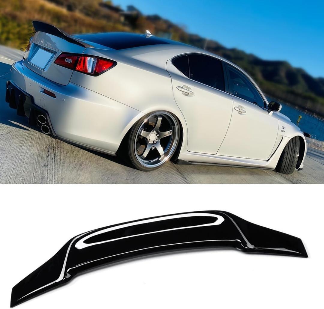 Duckbill Rear Spoiler Compatible with 2006-2013 Lexus IS250 / IS350 & 2006-2014 is F Sedan, Glossy Black Trunk Tail Wing Lip