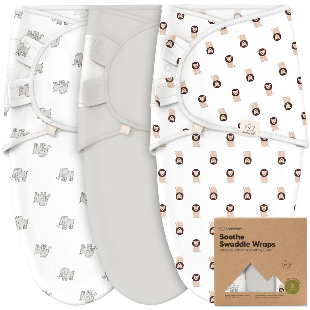 3-Pack Organic Baby Swaddle Sleep Sacks - Swaddles for Newborns, Infant 0-3 Months, Baby Girls, Boys, Soft & Snug Newborn Sleep Sack, Nursery Swaddling Blankets (The Wild 2, OS)