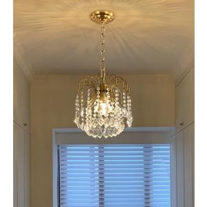 Crystal Chandelier LED Pendant Light for Dining Room Chain Hanging Lighting Fixtures for Kitchen Entrway Foyer Ceiling Pendant Drops Lights Gold